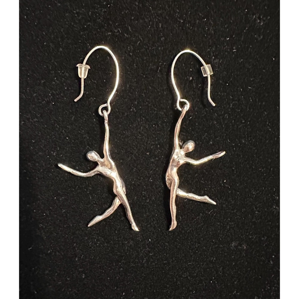 Modernist Brutalist Sterling Silver Dangle Earrings Dancers